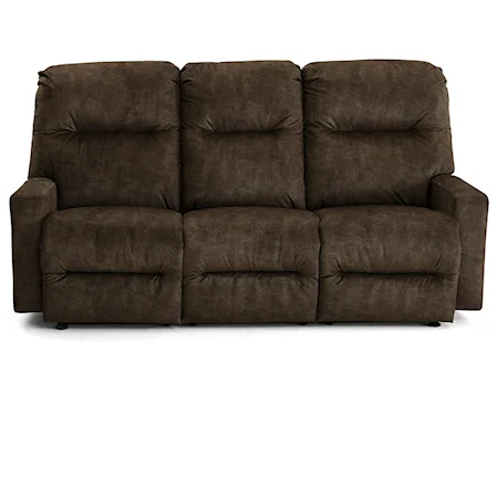 Contemporary Power Reclining Space Saver Sofa with Power Headrests